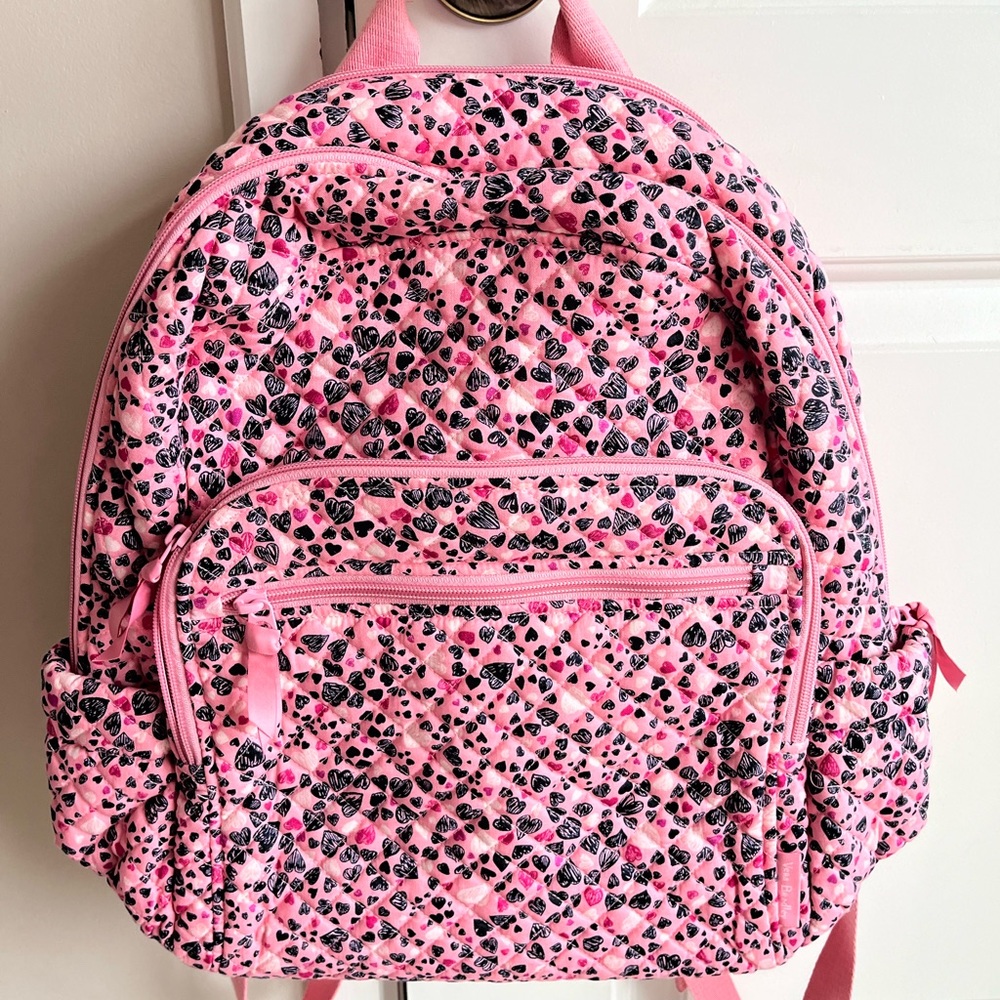 Vera Bradley Pink and Black Heart Backpack